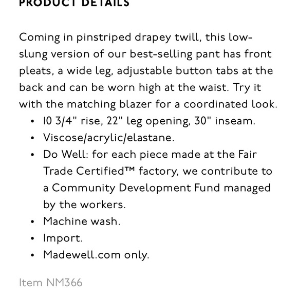 The Harlow Low-Slung Wide-Leg Pant in Pinstripe - Picture 4 of 4